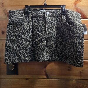 NWT Leopard Print PTCL Mini Skirt Large With Stretch 0064